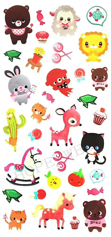 2 шт. Детские Временные татуировки кошка медведь лошадь слон|color tattoo sticker|tattoo