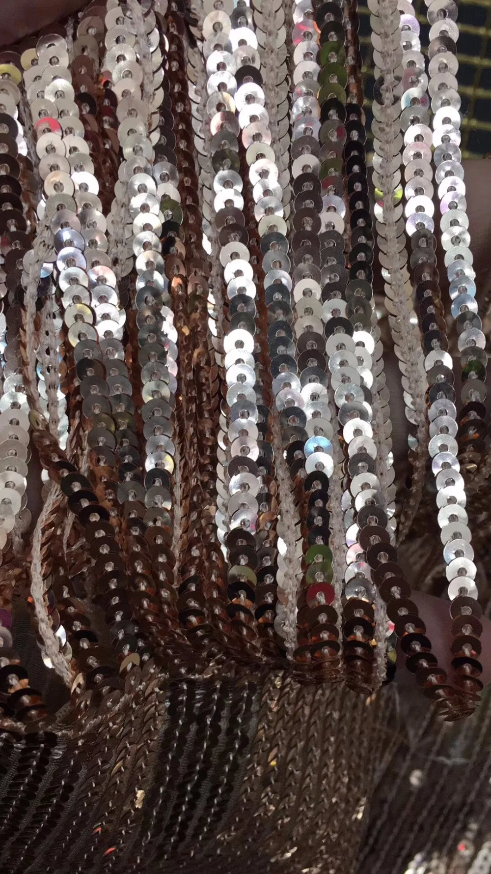 

2018 New fashion khaki Sequined Tassel spaghetti strap Sleeveless Knee-Length sexy bodycon celebrity evening party bandage dress