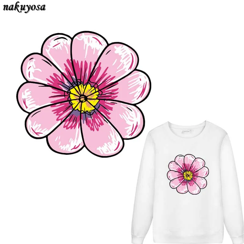 5pcs Fashion pink flower Iron Patches For Clothing T-shirt Dresses DIY Accessory Decoration Heat Press Appliqued 22*20.7CM | Дом и сад