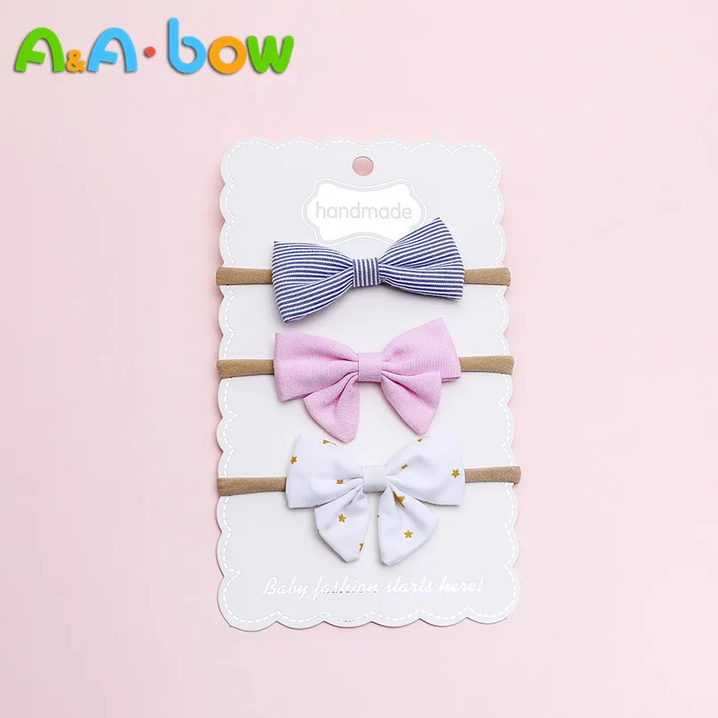 3Pcs/Set Cut Baby Bow Knot Nylon Headband Birthday Party leather bow Elastic Headbands Girls Butterfly Headwear Hair Accessories | Детская