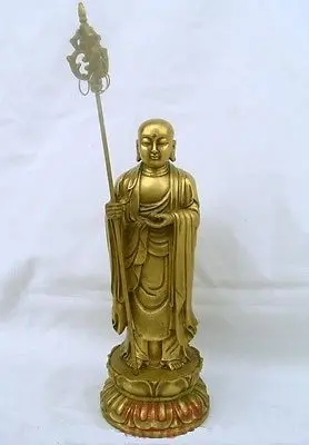 Большая латунь маленькая хорошая китайская бронза Ksitigarbha статуя Будды
