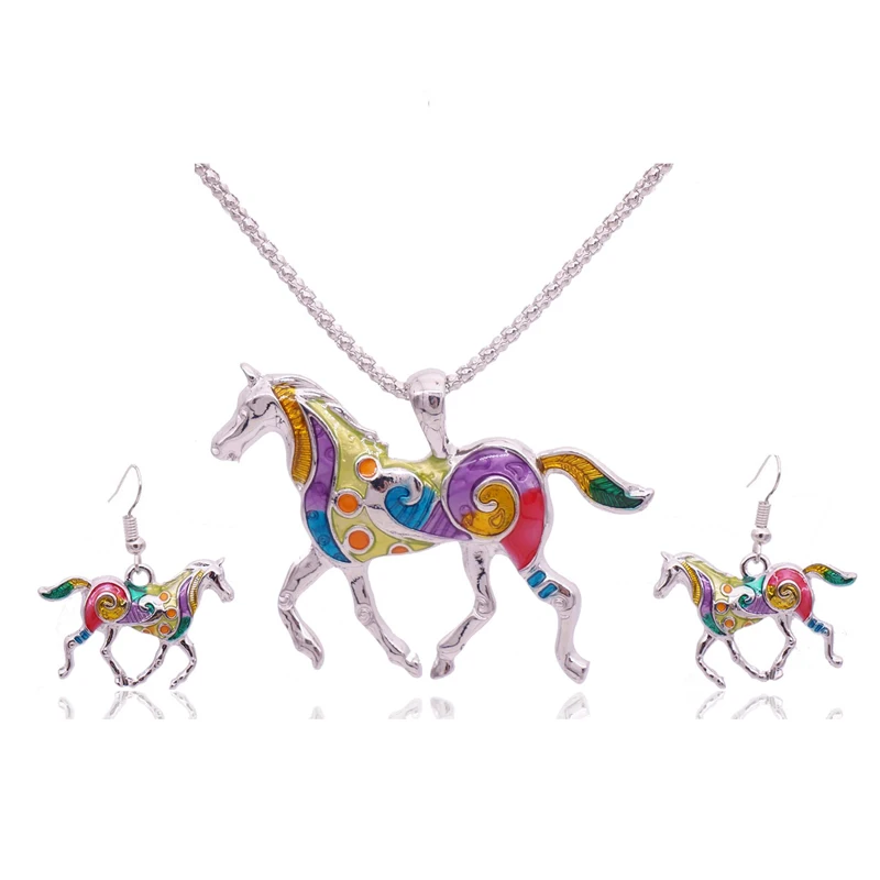 Женский ювелирный комплект из колье и серёг с эмалью|set carving|set lensjewelry set box |