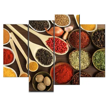 3d diamond painting Colourful Spice Gather In Table Granulate 4 Pieces/Set Wall Art Painting Picture For Kitchen Decoration