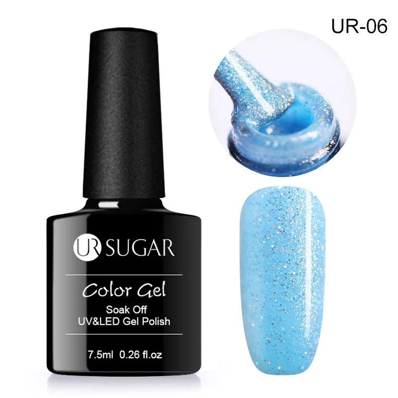 Glitter6 Ur Sugar 7,5 мл голографический Желейный Гель-лак летний розовый цветной Блестящий Кристальный гель впитывающий ногти УФ Гель-лак для ногтей лак - Цвет: Glitter6