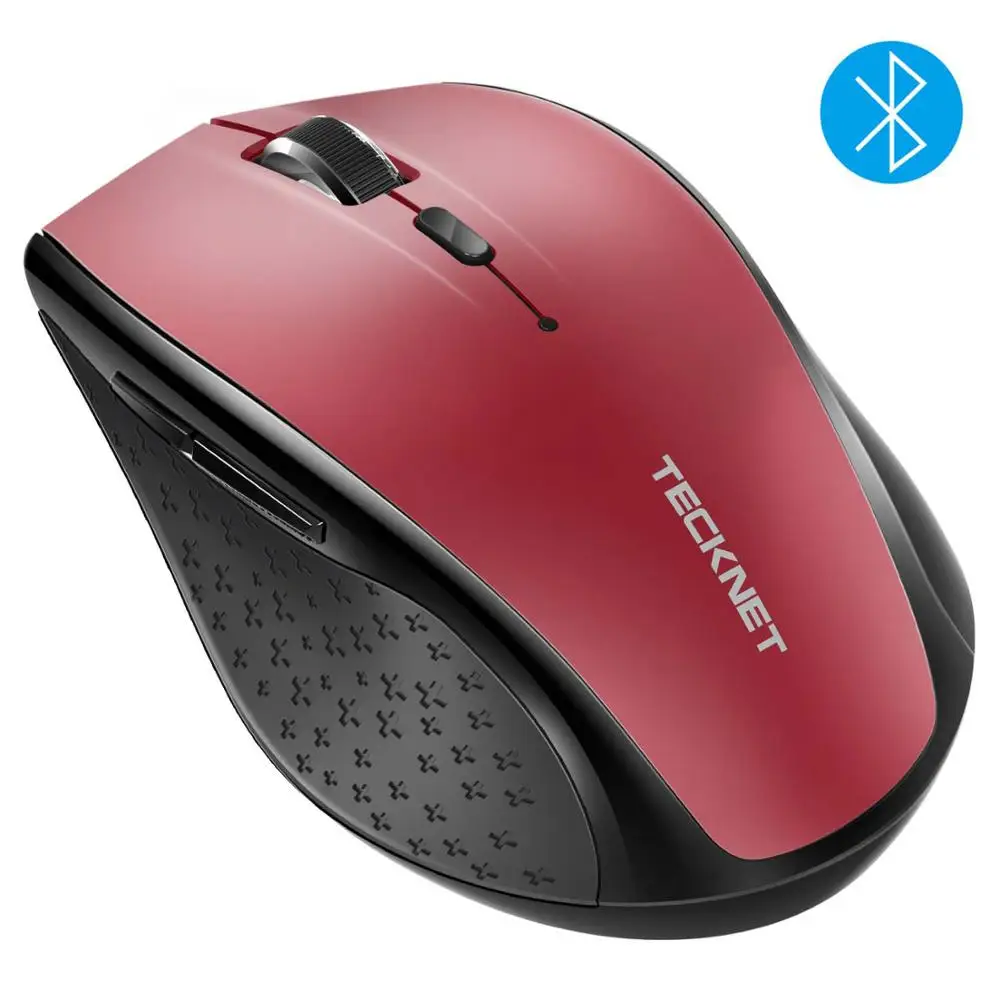 Red Tecknet Bluetooth Беспроводной Мышь эргономичный 2.4 ГГц компьютер Мыши компьютерные 2600/2000/1600/1200/800 Точек на дюйм для оконные рамы ноутбука Тетрадь PC - Цвет: Red