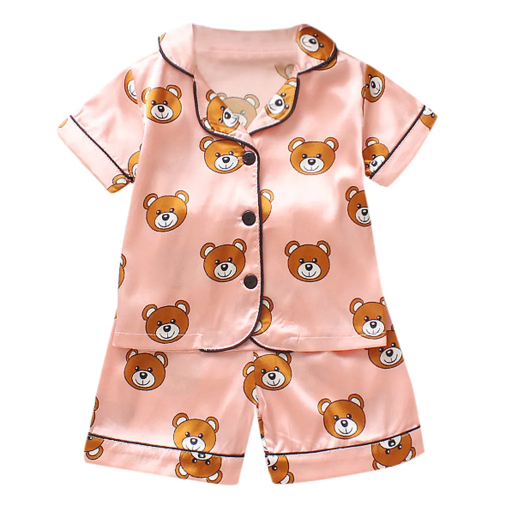 Пижамный комплект для детей лето 2019 г. домашняя одежда мальчиков и девочек