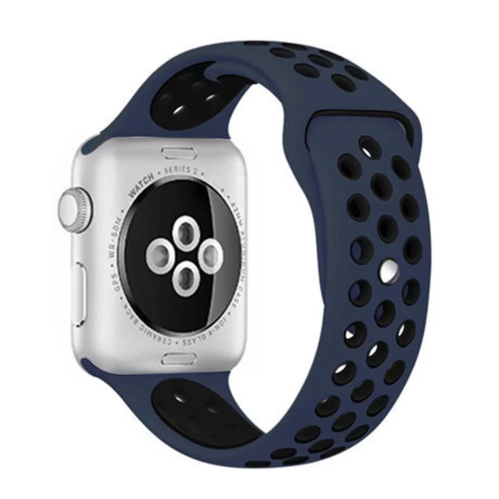 Спортивный силиконовый ремешок для apple watch, 42 мм, 44 мм, 38 мм, 40 мм, браслет для часов iwatch, apple Series 5 - Цвет ремешка: Dark blue with black