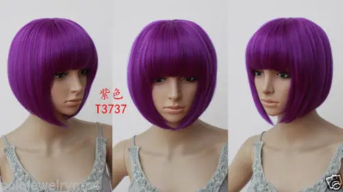 ГОРЯЧАЯ Бесплатная Доставка&gt&gt&gt&gt Новый Косплей Короткий Прямой Фиолетовый