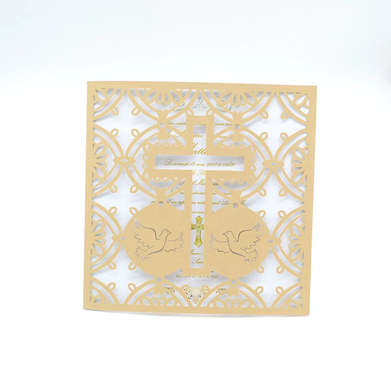 Полый лазерный разрез крест карманные Пригласительные открытки на свадьбу