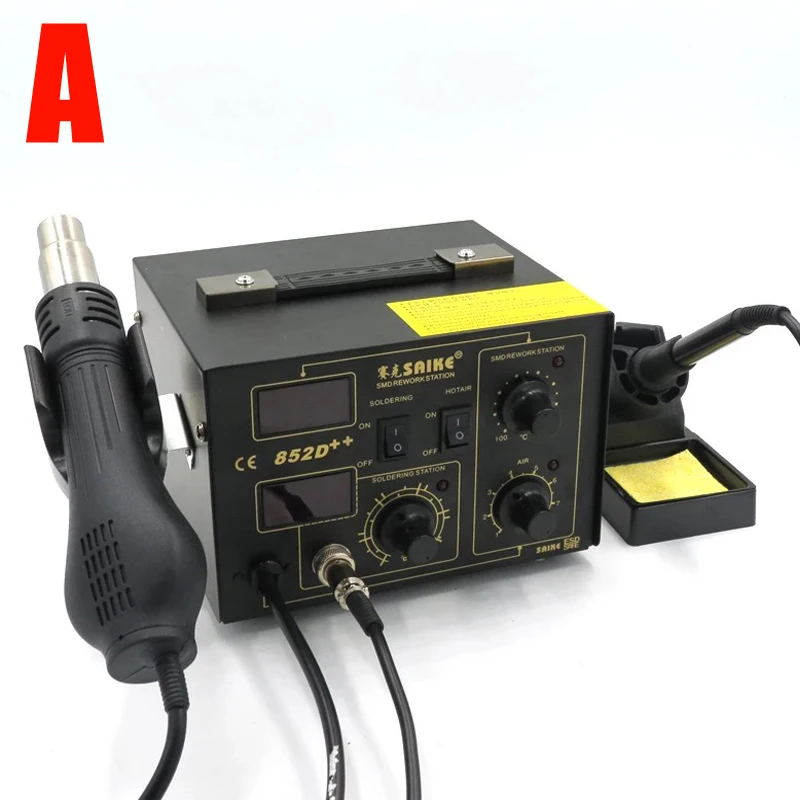 Паяльная станция Saike 852D ++ паяльная 2 в 1 с паяльником и стойкой для пневматического