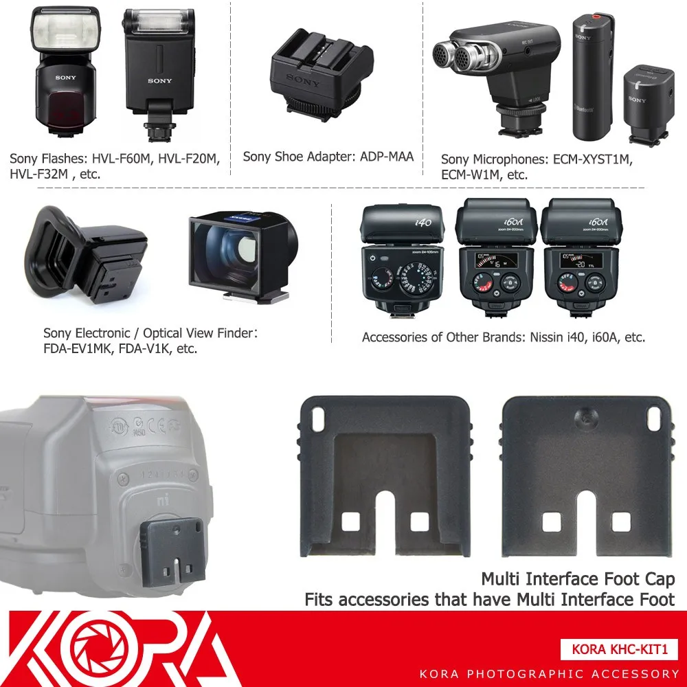 Kora/крышка для внешней вспышки типа "Горячий башмак для sony A7RII A77II A7S A3500 A6000 RX10II RX100II RX1RII A7SII A6300 как FA-SHC1M MI обуви разъем Кепки