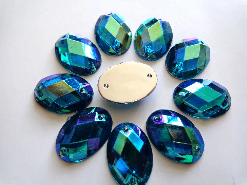 

100pcs 13*18mm flatback oval shape Sew on Rhinestones blue crystals gem stones accessories Strass Diamond