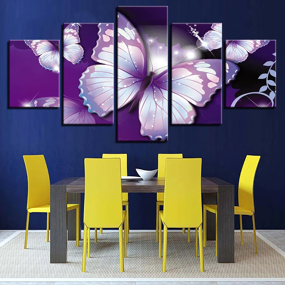 

Decoration Modular On Canvas Wall Art Home Posters Framework 5 Panel ButterflyLiving Room HD Printed Modern Picture Painting