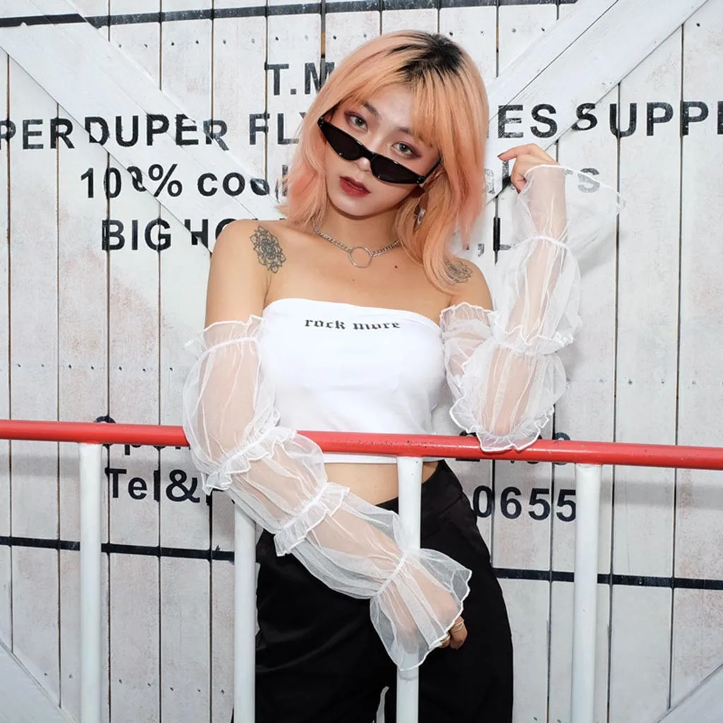 Женский летний топ с открытыми плечами,, Boob, короткий топ, Bralet, сетчатая Женская одежда, летняя футболка, Cami top 45# G6