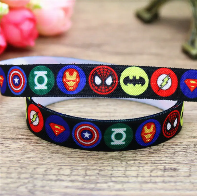 DUWES 5/8 '' super hero Американский marvel печатных Сложите эластичный враг Повязка На Голову Повязка на голову, для художественного оформления ногтей, ручная работа OEM D720 - Цвет: 1