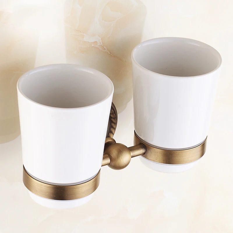 Держатели для чашек и стаканов 2 Керамика чашки античная латунь Зубная щётка
