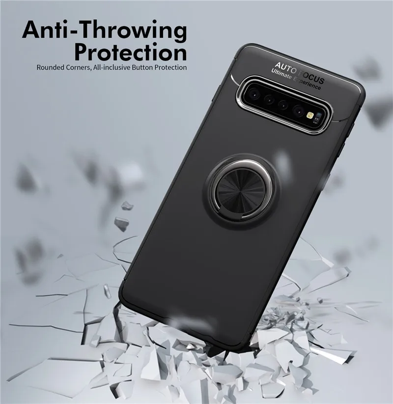 Чехол для Samsung Galaxy S10 Plus с магнитным кольцом держателем мягкий матовый чехол S8 S9 S10e