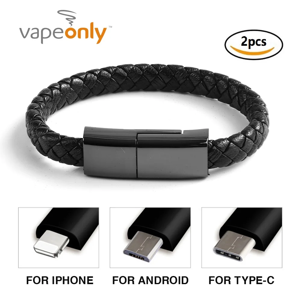 Vapeonly 2 шт кожаный зарядный браслет мобильный кабель передачи данных телефона носимый телефон зарядное устройство для iPhone X 8 7 Plus Android type-C