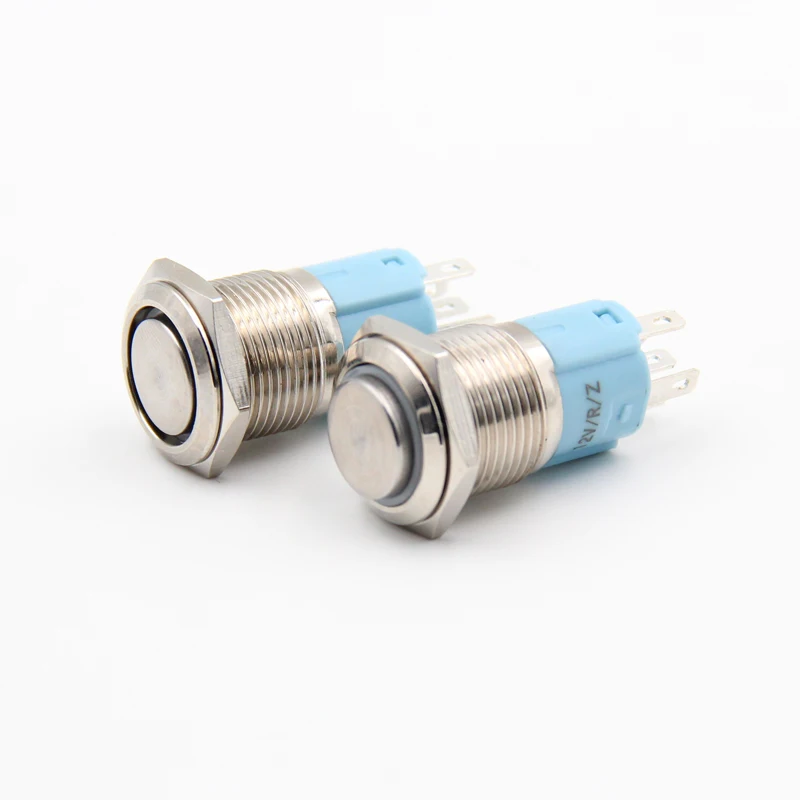 

1PCS YT1071 16 mm Metal Push Button Switch Automatic Locking Switch With 5 Colors LED 12V Convexity