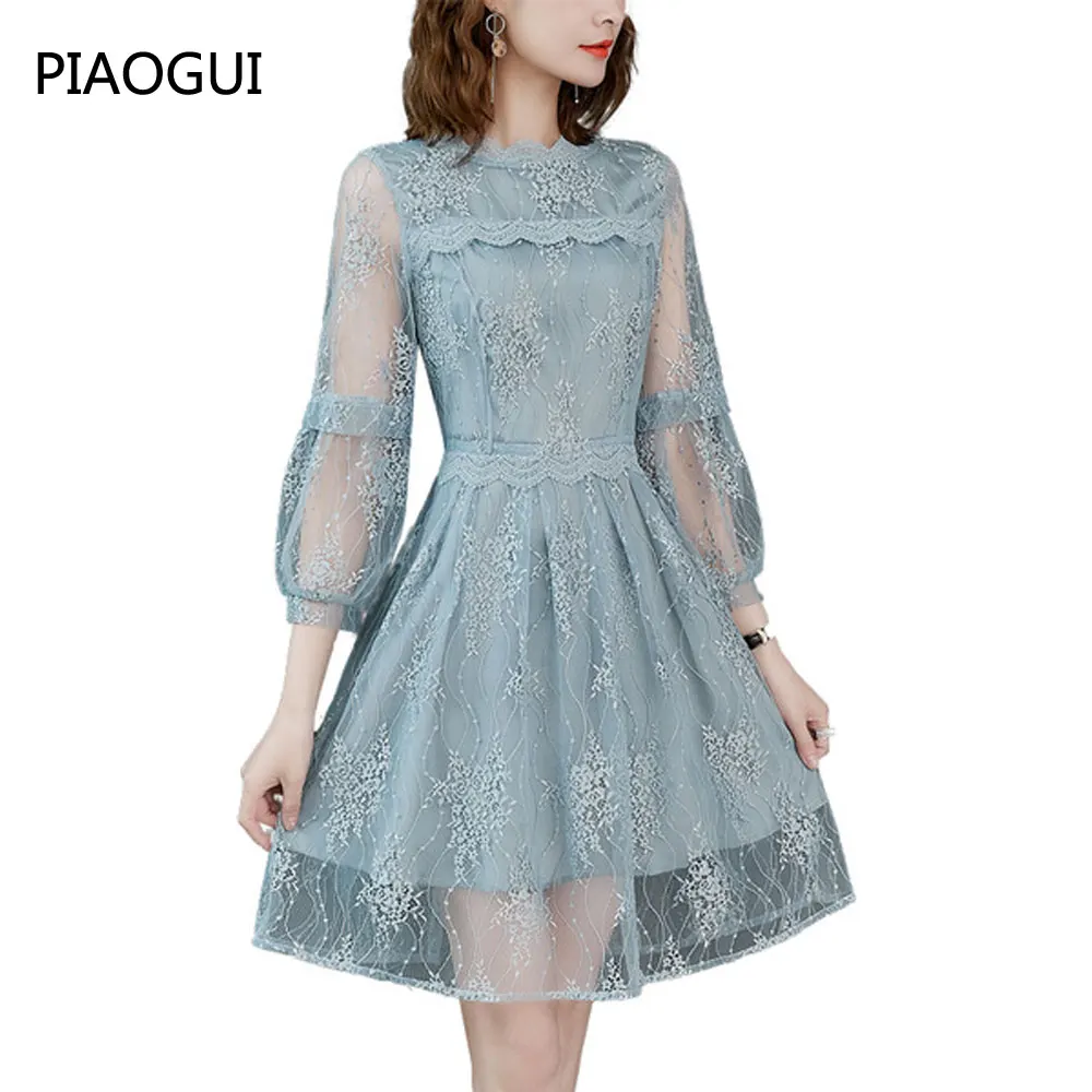 Летнее платье 2019 Цветочная вышивка пэчворк кружево шифон женское платье-миди