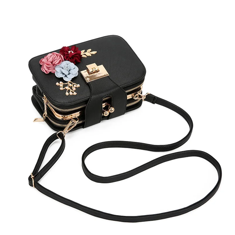 Модные 3 Слои дизайн сумка цветы дизайнерские сумки с клапаном из искусственной