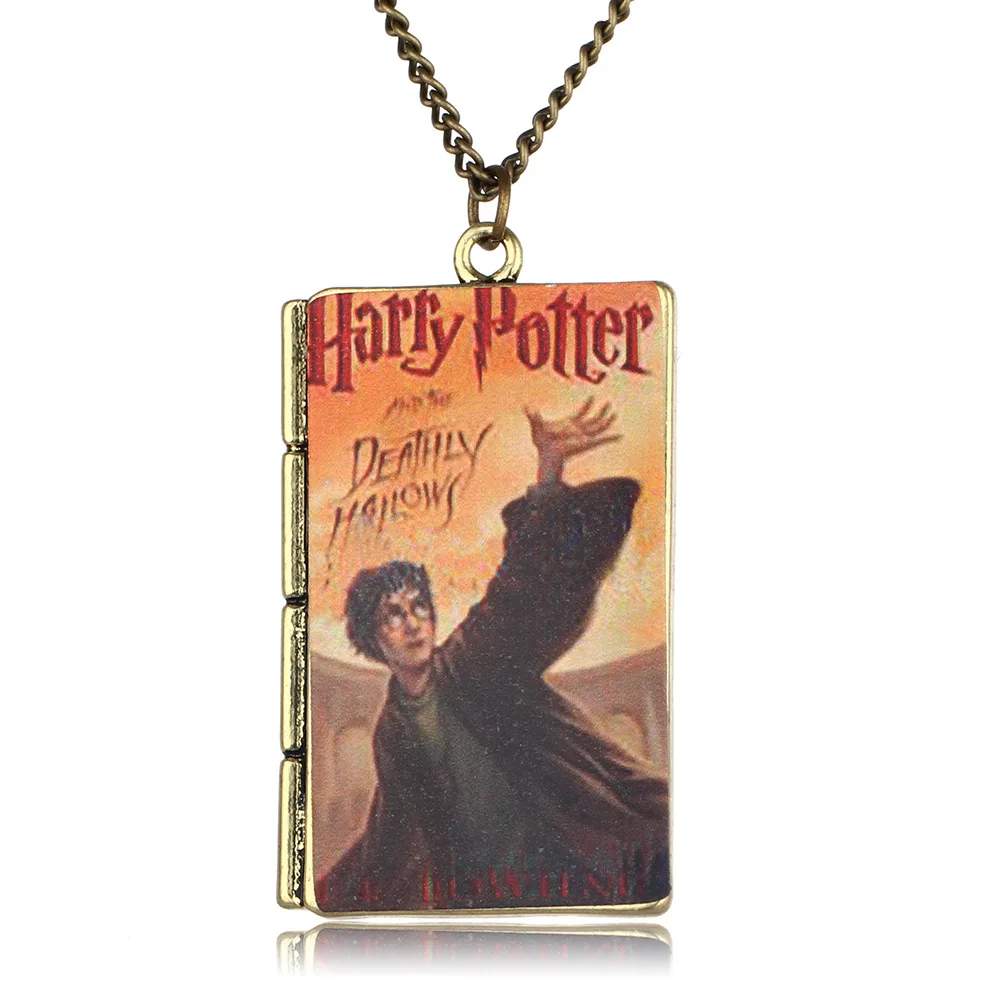 Винтажное ожерелье с кулоном из серии Harry P Magic Book в стиле Хогвартса квадратное для