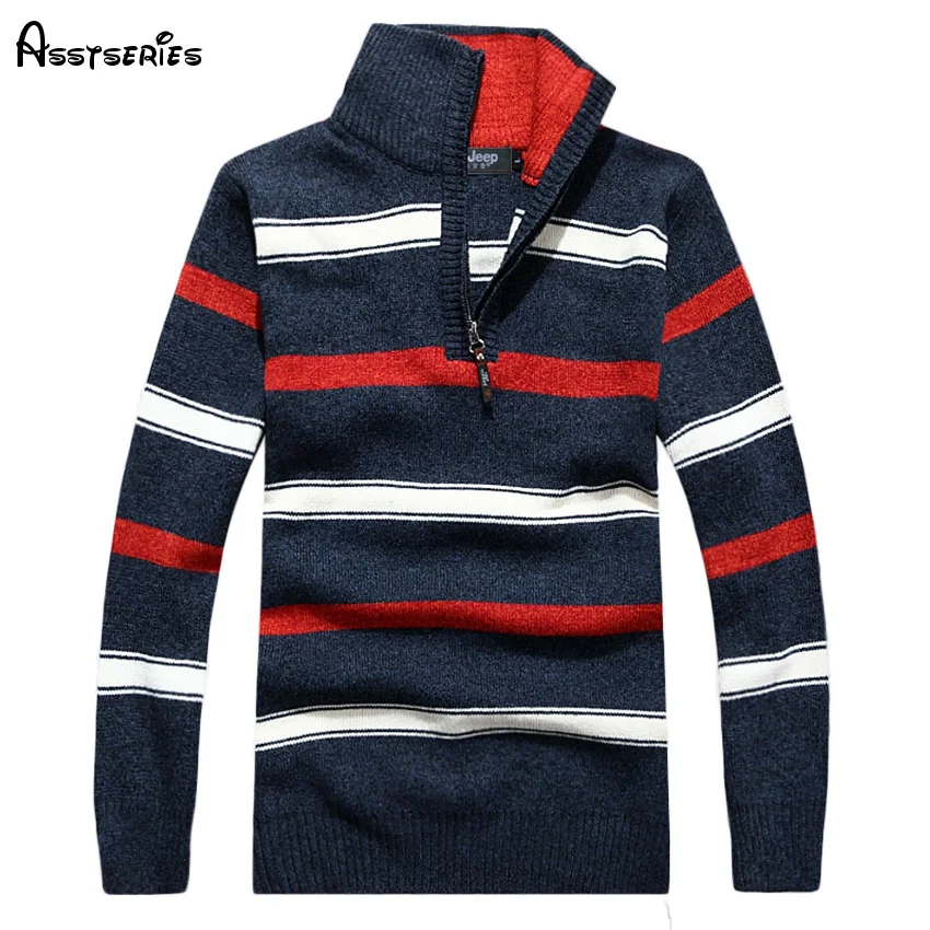 Новинка осень зима мужской толстый полосатый свитер пуловер большой размер