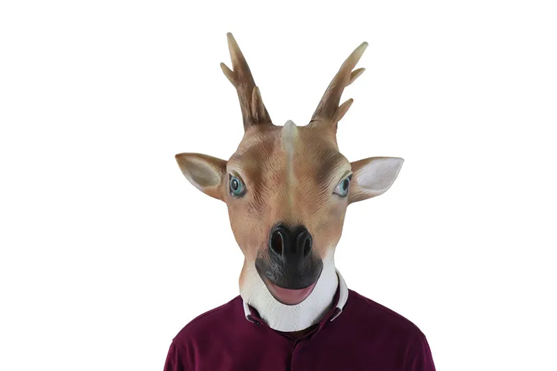 Sika deer 1 шт. маска для Хэллоуина, костюм для вечеринки, товары для косплея, динозавр, утка, попугай, маскарадная латексная маска, забавные игрушки - Цвет: Sika deer