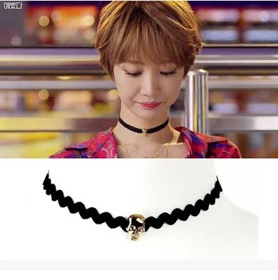 Женское ожерелье с подвеской в виде черепа Винтажное колье золотистого цвета