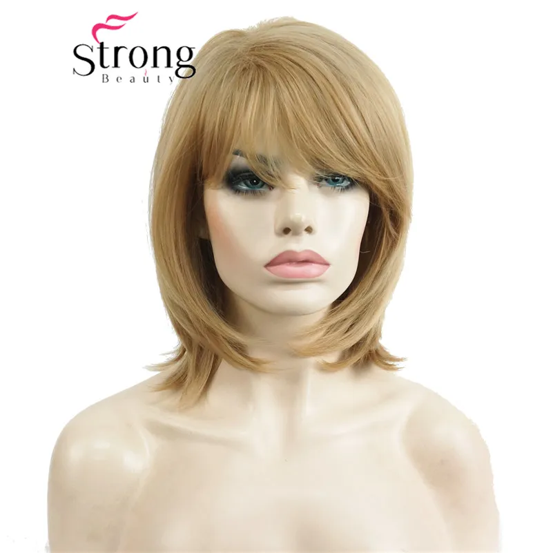 StrongBeauty короткий натуральный выпрямляющий G блондин высокий жар ОК полный синтетический парик женские парики