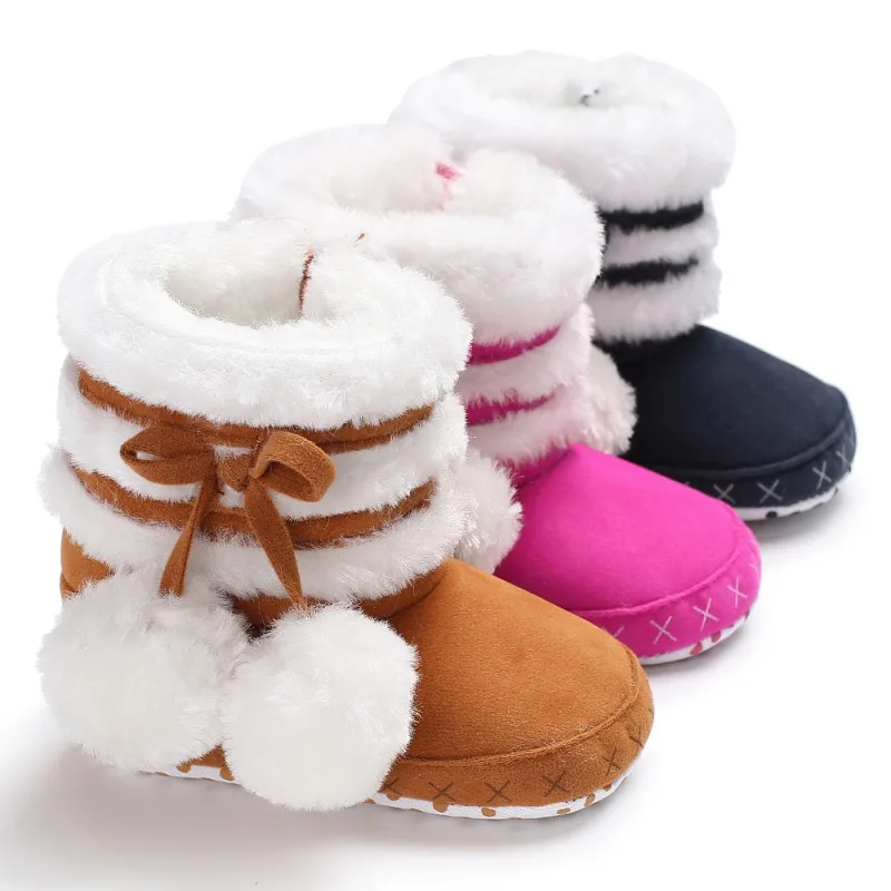 

2019 Winter Cute Ball Boots Baby Girls Boys Soft Bottom Baby Cotton Warm Patch Boots