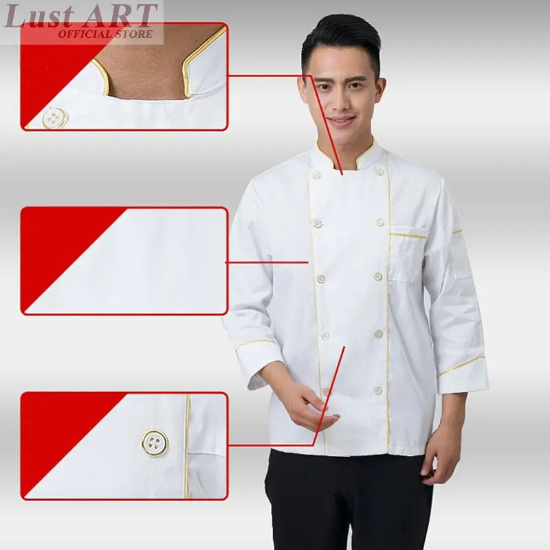 

Food Service chef uniform restaurant women men chef jacket hotel kitchen cook clothes male cook uniform B049