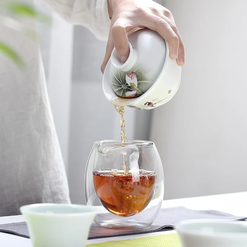 160 мл, китайский стиль, Gaiwan, керамическая фарфоровая аппликация, выбивает цветок, чайная чаша с крышкой, блюдце, набор, посуда для напитков, чайная посуда, чайная супница