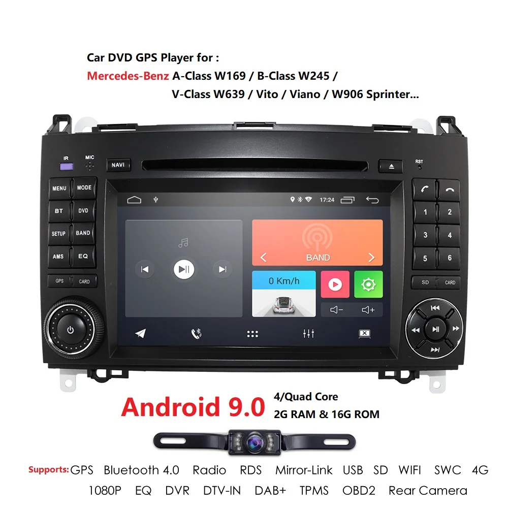 2din Android 9,0 четырехъядерный автомобильный DVD для Benz Sprinter W169 W245 W906 Viano Vito W639 B200 с Wi-Fi gps навигацией Радио 2 грамма CAM