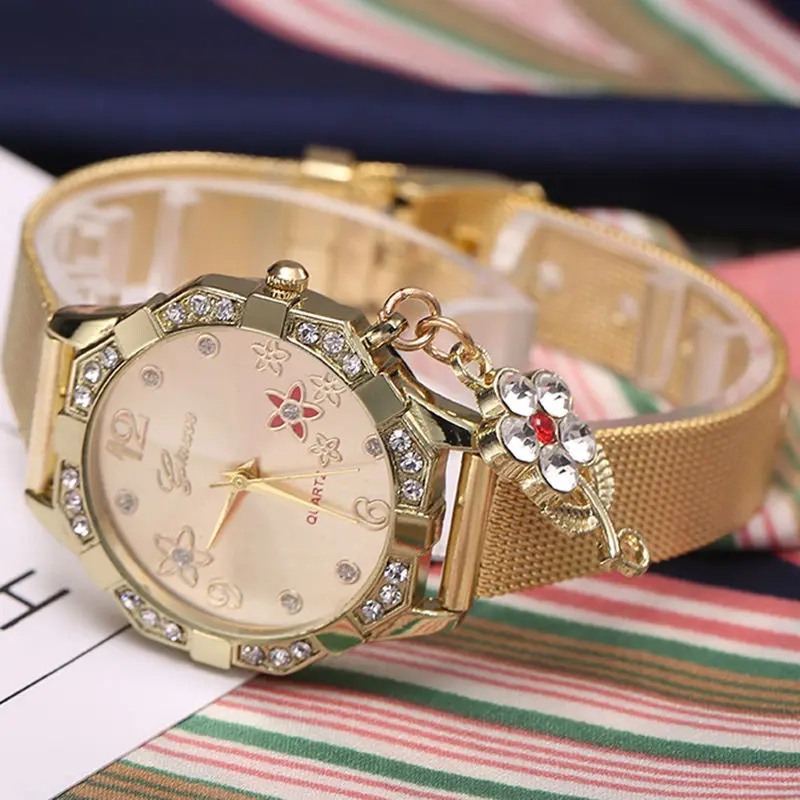 Часы Diaomd с цветами женские часы качественные Роскошные Кварцевые наручные