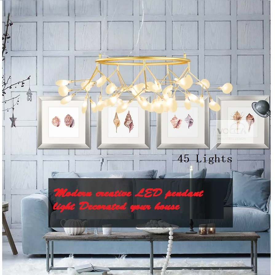 Lámpara LED de araña redonda moderna, colgante de rama de árbol con estilo, candelabro circular decorativo, colgante Led