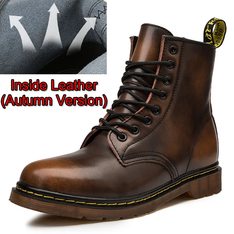 Leather Brown GLAZOV/Популярные Брендовые мужские ботинки; осенне-зимняя обувь из натуральной кожи; мужские мотоциклетные ботильоны; пара оксфордских туфель; большие размеры 35-46 - Цвет: Leather Brown