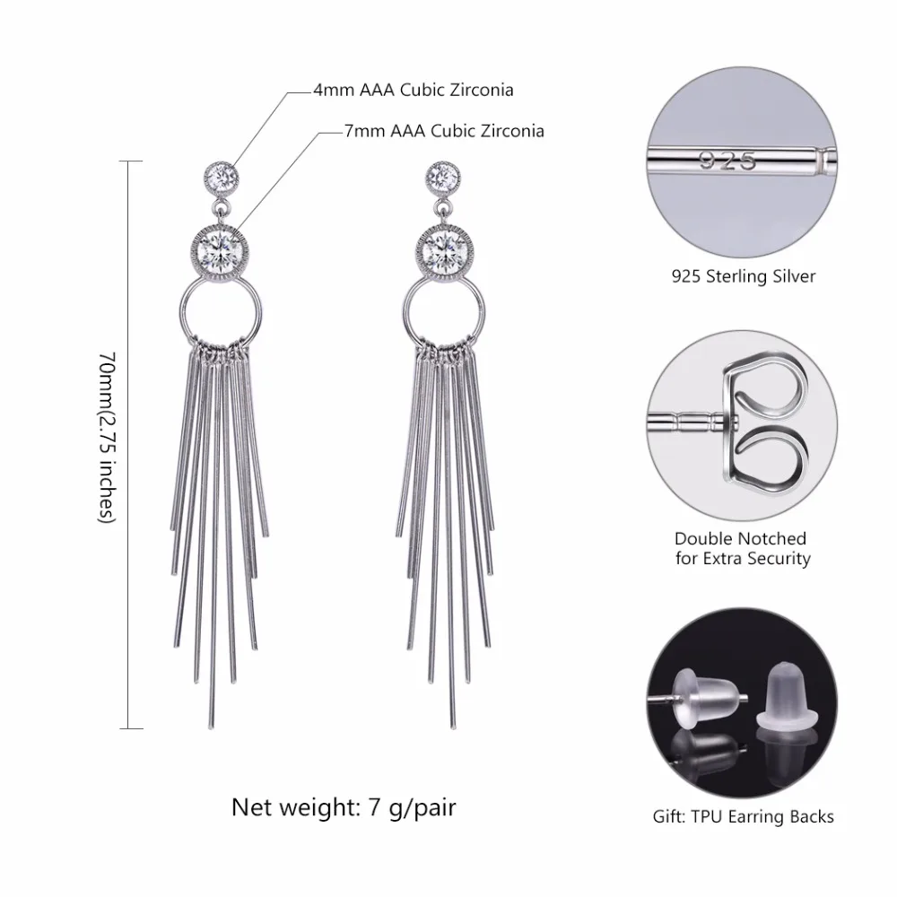

Collare Tassels Drop Earrings For Women Wedding Bridesmaid Gift Girls Dainty Gift 925 Sterling Silver Dangle Earrings E617
