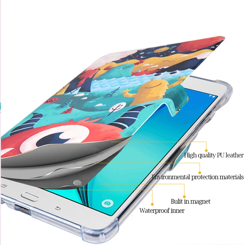 Для samsung Galaxy Tab A 8,0 T350 T355 SM-T350 SM-T355 чехол с красочным принтом тонкий умный флип-чехол с подставкой для планшета+ ручка