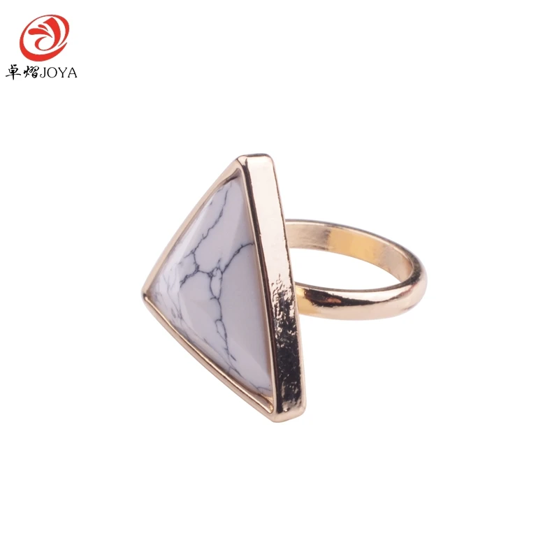 Мраморная заготовка модный натуральный камень белый треугольное Кольцо Золотое