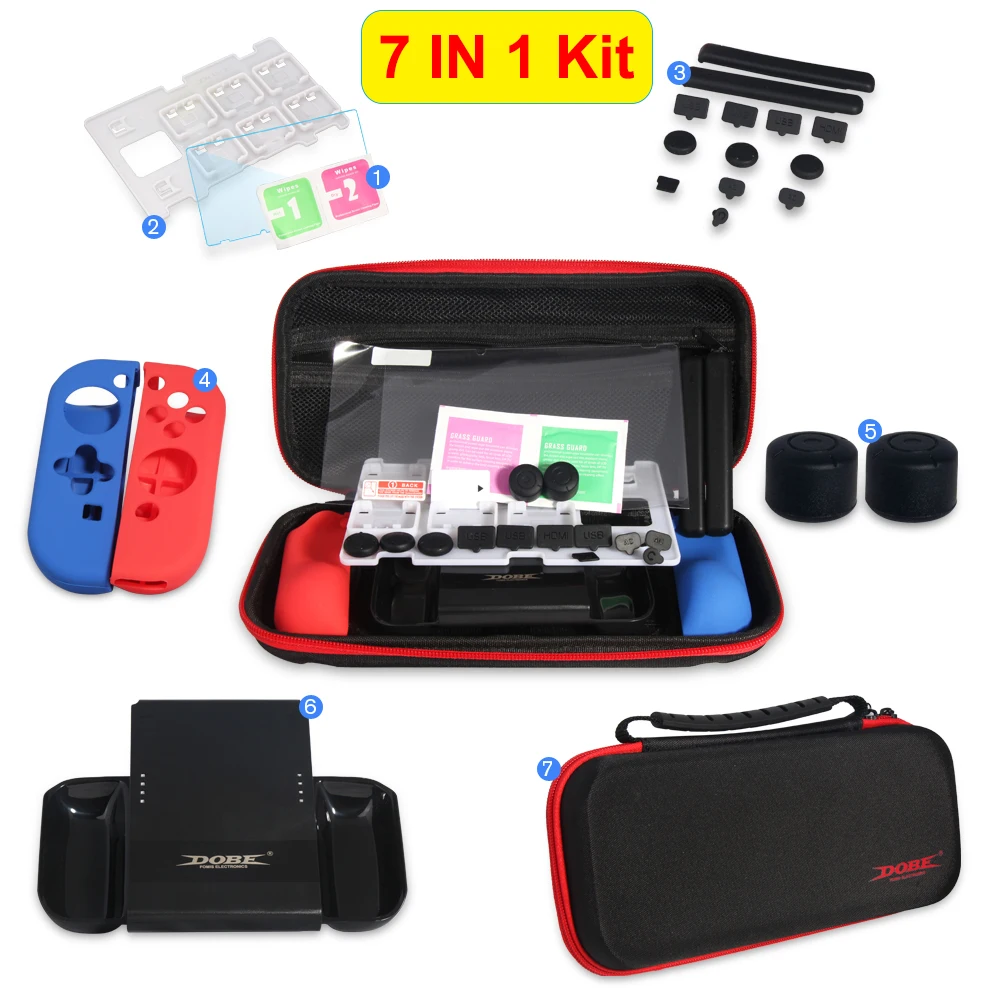 7 в 1 защитный комплект с сумкой для переноски силиконовый чехол Joy con зарядное