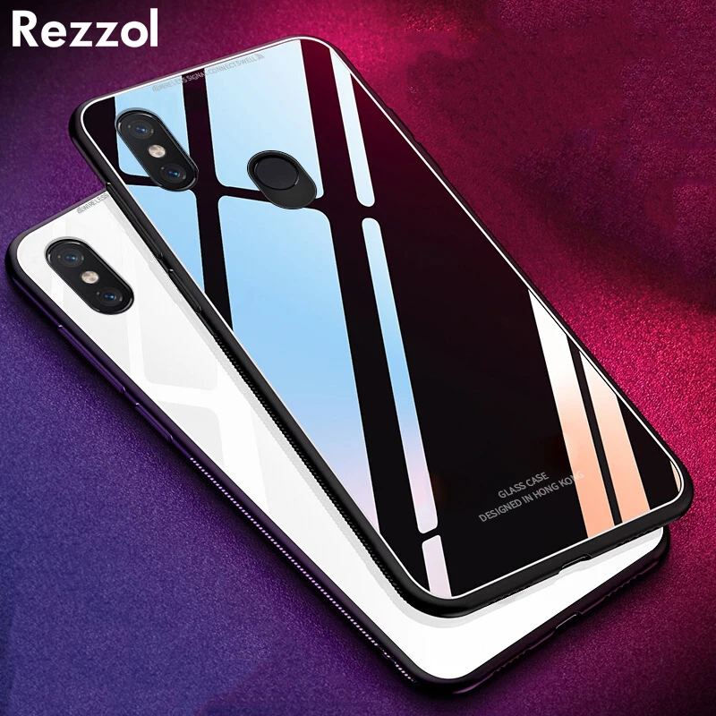 Rezzol Tempered Glass Case For OPPO Realme 3 Glossy Hard Back Cover Pro Shockproof funda |
