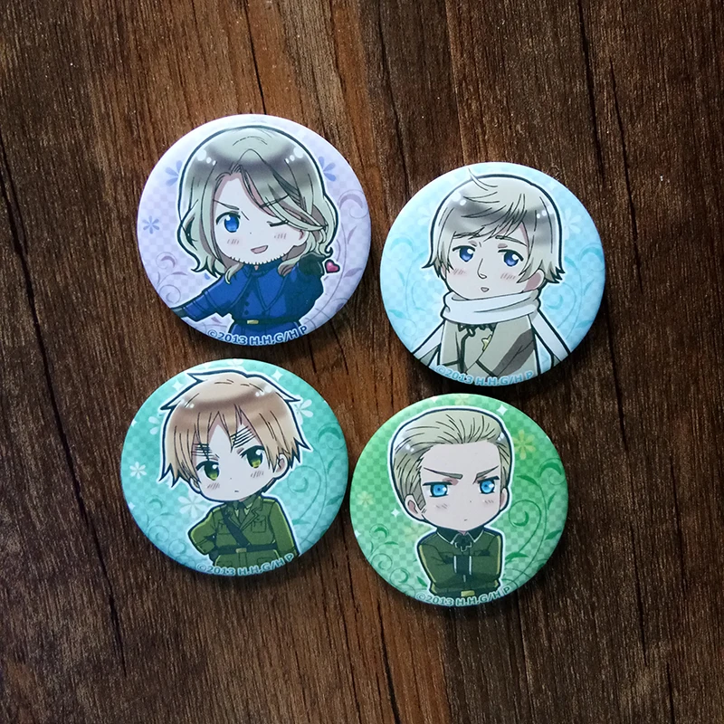 4 шт./компл. 58 мм значок с аниме Axis Powers Hetalia Италия Япония Китай брошь Divisa jelveny