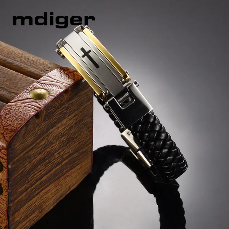 Mdiger смешанный 2 шт/партия черный плетеный кожаный браслет для мужчин браслеты с