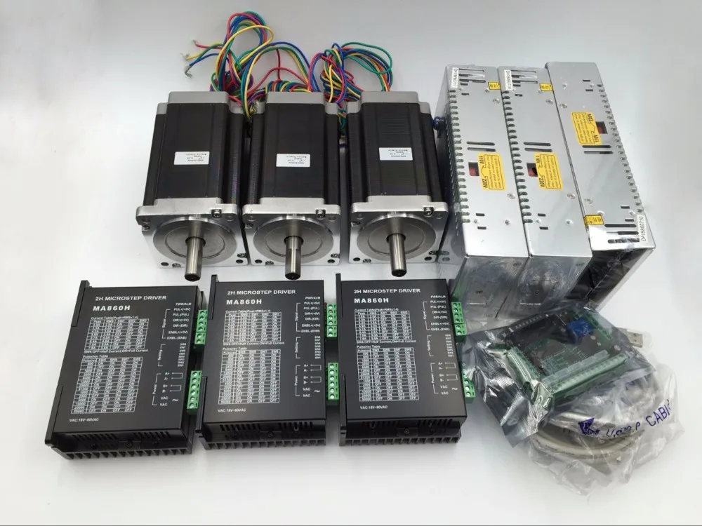 3Axis Stepper Motor Kit 425oz.in Nema34+Motor Driver+Power Supply+5Axis Breakout Board+Cable CNC Router | Обустройство дома