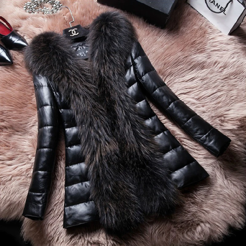 2019 Зимняя одежда новый овечья кожа длинный Лисий волосатые воротник кожаные
