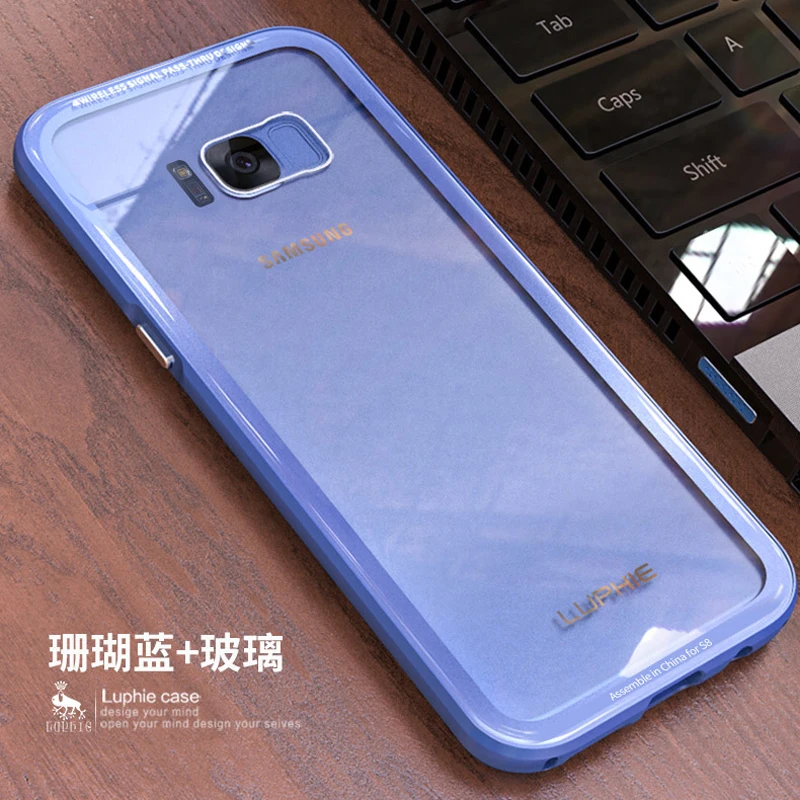 Алюминиевый чехол для телефона samsung S8 Plus Роскошный прозрачное бесцветное стекло