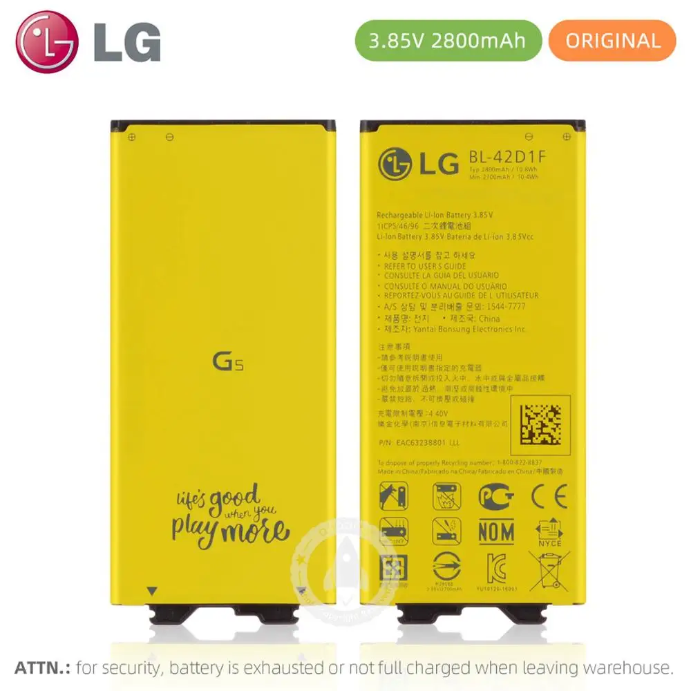Новая Оригинальная батарея для LG G5 bateria BL 42D1F 2800 мАч сменная VS987 US992 H820 H831 H840 H850 H868