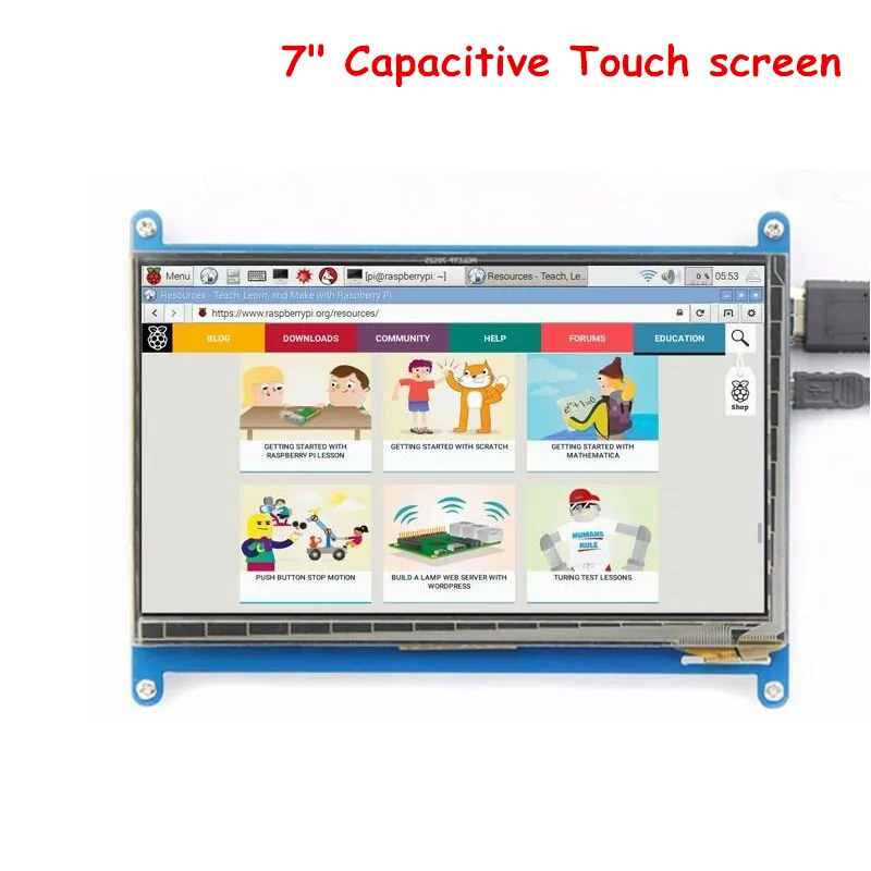 7 дюймов Raspberry Pi HDMI ЖК дисплей емкостный Сенсорный экран Дисплей 1024*600 поддержка