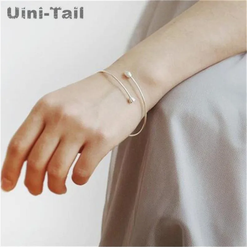 Uini Tail хит продаж новинка 925 пробы серебряный браслет lotus Открытый Qing Shui Furong свежий